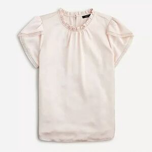 J. Crew Pink Tulip Sleeve Ruffle Neck Top Medium